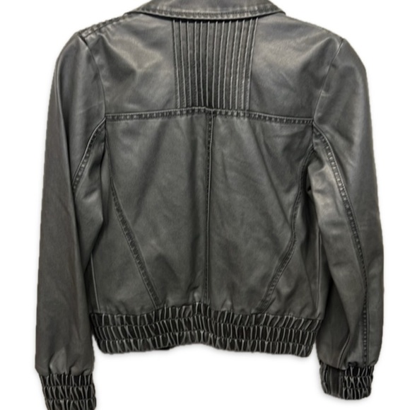EUC [Beverly Hills Polo Club] Dark Gray Zip-Up Leather Jacket Women’s Sz Medium - Picture 3 of 12